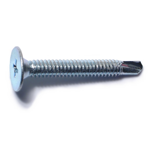 Self-Drilling Screw, #10 x 1-1/2 in, Zinc Plated Steel Wafer Head Phillips Drive, 100 PK